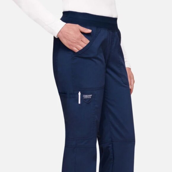 Revolution by Cherokee Workwear Elastic Waist Cargo Scrub Pant Navy Size Medium - Picture 1 of 7